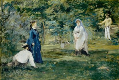 <i>El partido de croquet</i> (1873), de Édouard Manet, incluida en la exposición <i>Jardines impresionistas</i>, en el Museo Thyssen.