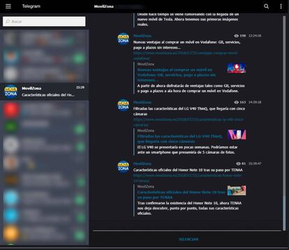 Así se ve Telegram con el tema oscuro activado