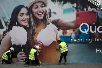 Preparatius del Mobile World Congress (MWC) de 2020, que finalment es va cancelar.
