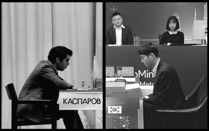 A la izquierda, el Kasparov de 1985. A la derecha, el Lee Sedol de 2016