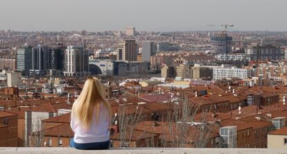 Viviendas vistas desde el parque del Cerro del Tío Pío, en el distrito madrileño de Puente de Vallecas.