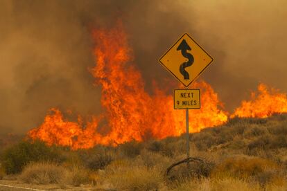 Flames rise from the York Fire on Ivanpah Rd. on Sunday, July 30, 2023