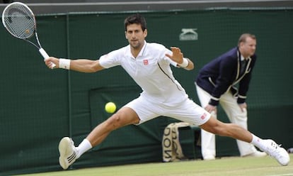 Novak Djokovic en los cuartos de final de Wimbledon, contra Tomas Berdych