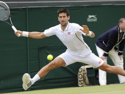 Novak Djokovic en los cuartos de final de Wimbledon, contra Tomas Berdych