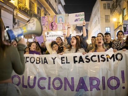 Manifestación en Sevilla con motivo del día internacional contra la violencia de género.