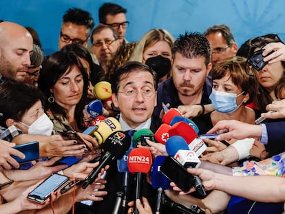 El ministro de Asuntos Exteriores, José Manuel Albares, este jueves.