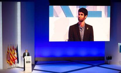 El matemàtic barceloní Xavier Ros-Oton, un dels premiats per la Fundació Princesa de Girona (FPdGi), aquest dilluns al Palau de Congressos de Catalunya.