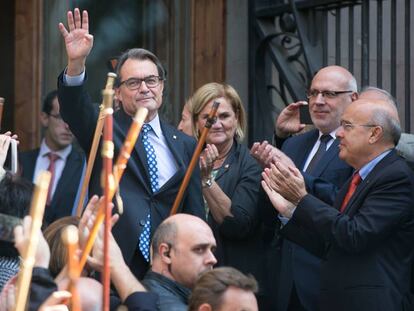 Artur Mas, durante su declaración como imputado en el TSJC, en 2015.