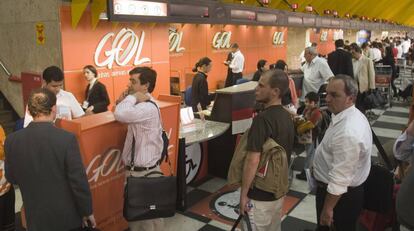Mostradores de la compañía Gol en el aeropuerto paulista de Congonhas. 