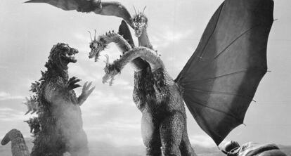 Godzilla y King Ghidorah, dos de los monstruos cl&aacute;sicos del &#039;kaiju-ega&#039;. 