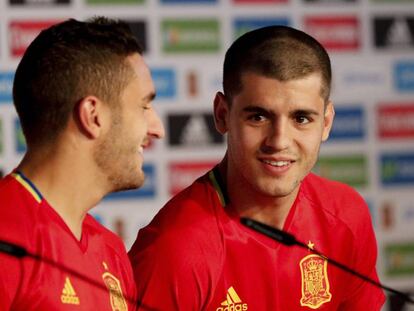 Morata y Koke en la conferencia de prensa.