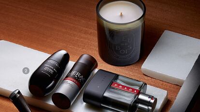 LISTOS PARA LA BATALLA URBANA
1. Feu de Bois Gris, de Diptyque. 68 euros/300 gramos (diptyqueparis.eu). Vela aromática, con una cálida fragancia amaderada.
2. Seductive Man, 
de Alqvimia. 208 euros (alqvimia.com/es). Aceite corporal con maca andina, ingrediente que potencia la sensación vigorizante. 
3. Fluido reparador-hidratante-alisador de Lierac. 42 euros (lierac.es). Reactiva los sistemas de producción de colágeno y reparación de la epidermis para prevenir la aparición y reducir los signos de la edad.
4. Luna Rossa Carbon, de Prada. 87,50 euros/100 mililitros (prada.com/es). Esta fragancia aúna el toque cítrico de la bergamota, la intensidad amaderada del pachuli y el ámbar seco del ambroxán.
5. Deluxe Stand, de Acqua di Parma. 575 euros (acquadiparma.com/es). Set de maquinilla (cuyas líneas ergonómicas garantizan un agarre estable y un afeitado de precisión) y brocha con cerdas de tejón y empuñadura de madera wengué.
6. Bol de afeitado + jabón enebro de L’Occitane. 37,50 euros (es.loccitane.com). Utensilio para los amantes del afeitado tradicional. El jabón está enriquecido con aceite esencial de enebro, que resulta calmante y vigorizante.