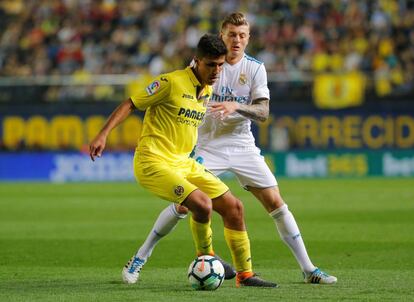 Rodri, durante un partido del Villarreal ante el Madrid.