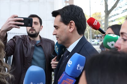 Alberto González Amador, este jueves a su llegada los juzgados de plaza de Castilla.