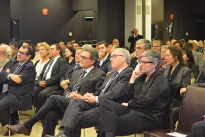 Artur Mas, Josep Poblet y Ester Ventura el 5 de marzo en Vila-seca.