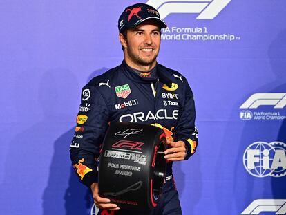 El mexicano Sergio 'Checo' Pérez tras quedarse con la 'pole position'.