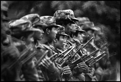 Batallón de Lucha Irregular del Ejército Popular Sandinista (EPS) en Matagalpa, Nicaragua, en 1985.