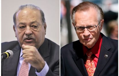 Carlos Slim, a la izquierda, y Larry King.