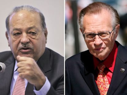 Carlos Slim, a la izquierda, y Larry King.