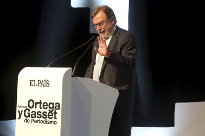 Juan Luis Cebrián, presidente de EL PAÍS, durante su discurso.