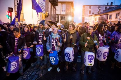 Participantes en la manifestación de Santiago de Compostela.