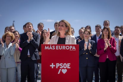 Teresa Ribera, el 15 de mayo en Sevilla durante la presentación de la candidatura del PSOE a las elecciones europeas de 9 de junio.