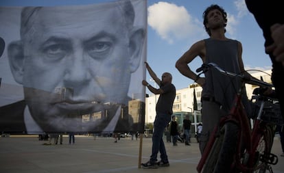 Protesta en Tel Aviv contra la ley del Estado nación.