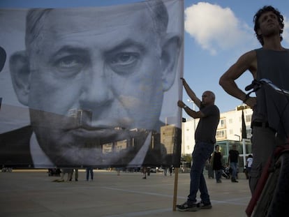 Protesta en Tel Aviv contra la ley del Estado nación.