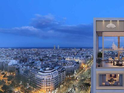 Imagen virtual de los apartamentos de KKH con gestión de Mandarin Oriental en Barcelona.