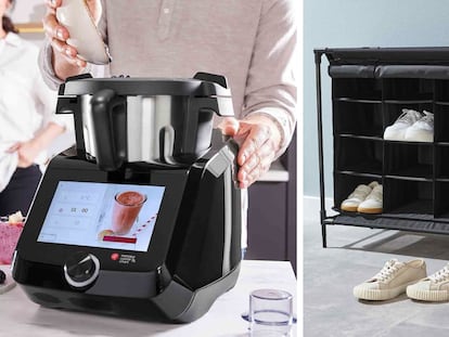 Dos de los artículos para el hogar que ha rebajado Lidl: su robot de cocina y un zapatero. LIDL.