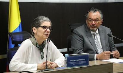 Julieta Lemaitre Ripoll y Roberto Carlos Vidal, magistrada y presidente de la JEP
