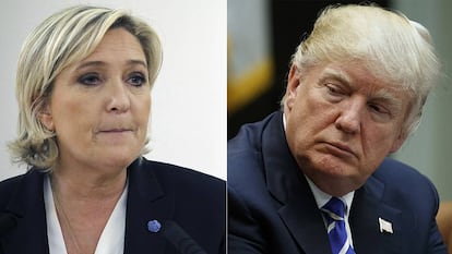 Marine Le Pen e Donald Trump, em março.