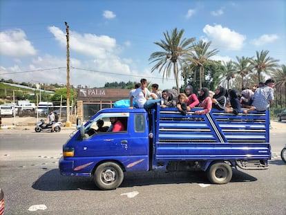 Desplazados sirios por los bombardeos israelíes