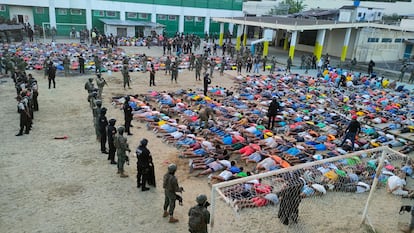 Soldiers and police officers raid a prison in Esmeraldas, Ecuador, on January 8, 2024. 