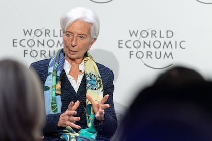 La presidenta del BCE, Christine Lagarde, esta semana en Davos (Suiza). 