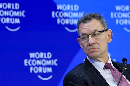 Albert Bourla, consejero delegado de Pfizer, el pasado 18 de enero en el Foro Económico Mundial en Davos (Suiza).