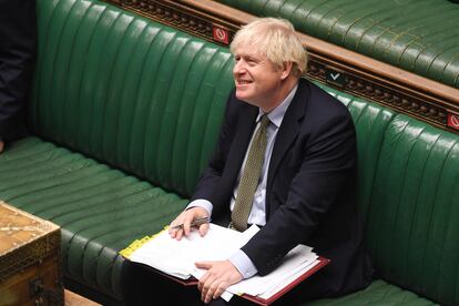 Boris Johnson, este miércoles en la Cámara de los Comunes, durante la sesión de control.