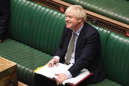 Boris Johnson, este miércoles en la Cámara de los Comunes, durante la sesión de control.