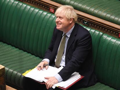 Boris Johnson, este miércoles en la Cámara de los Comunes, durante la sesión de control.