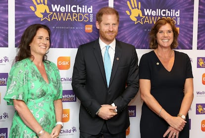 El príncipe Enrique en la ceremonia de los Premios Wellchild en Londres, Inglaterra, el  30 de septiembre de 2024. 