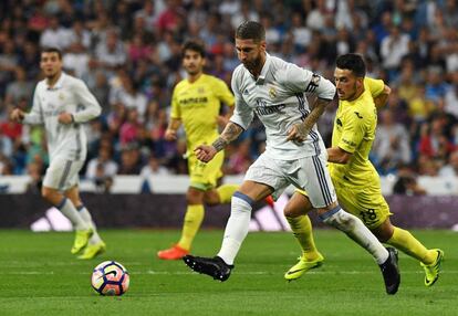 Sergio Ramos durante el partido contra el Villareal. 