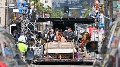 Heidi Klum el pasado marzo rodando en Hollywood 'Germany's Next Top Model'.