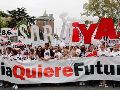 La plataforma Soria ¡Ya! durante una manifestación de la "España vaciada", en marzo de 2019 en Madrid.