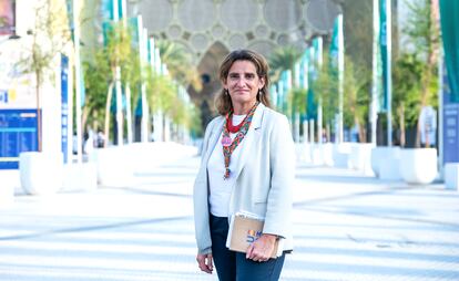 La ministra de Transición Ecológica, Teresa Ribera, el miércoles en las instalaciones de la cumbre del clima de Dubái.