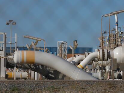 A landfall site of Medgaz, an underwater natural gas pipeline between Algeria and Spain, is pictured in Almeria, Spain, June 10, 2022. Picture taken through a fence. REUTERS/Jon Nazca