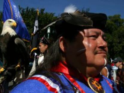 Un indio estadounidense en un acto oficial celebrado en Washington. 
