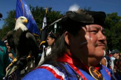 Un indio estadounidense en un acto oficial celebrado en Washington. 