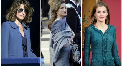 De izquierda a derecha: doña Letizia en 2007, 2010 y 2014.