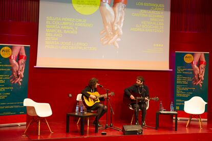 Actuación de Juárez durante la presentación de SantasPascuas 2020 en el Palacio Euskalduna (Bilbao).