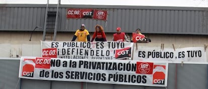 Protesta realizada en el polideportivo en diciembre de 2010.